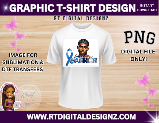 Warrior Graphic T-Shirt Design "Prostate Cancer Awareness" (PNG ONLY)