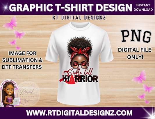 Warrior Graphic T-Shirt Design "Sickle Cell Awareness" (PNG ONLY)