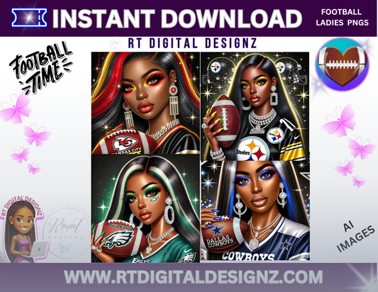 Football Images (AI Cartoon Ladies in Team Attire)