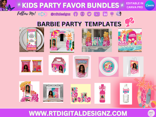 Kids Party Digital Templates - Barbie