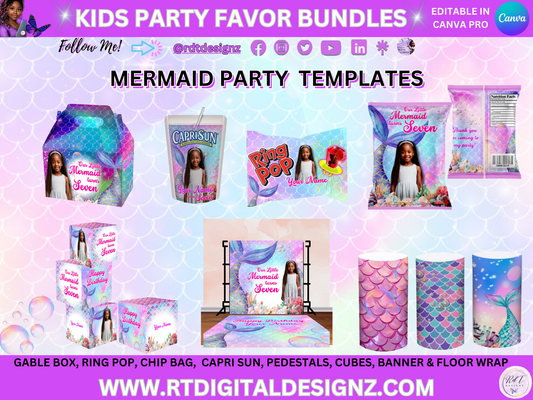 Kids Party Digital Templates - Mermaid