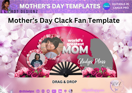 Mother's Day Clack Fan Editable Template & Mockup 1