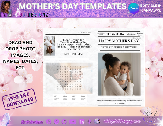 Mothers Day Newspaper Editable Design Template