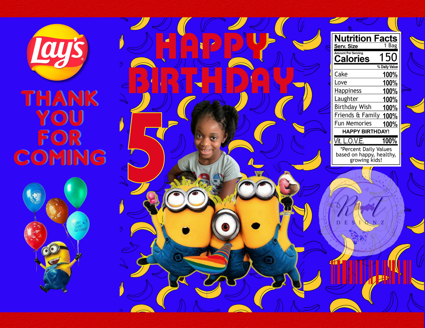 Chip Bag Template with Mock-Up (Minions)