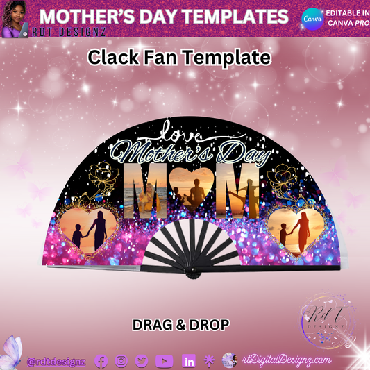 Mother's Day Clack Fan Editable Template & Mockup