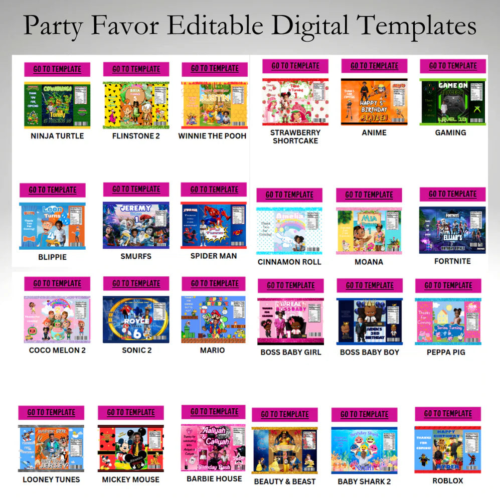 Party Favors Digital Bundle Kit
