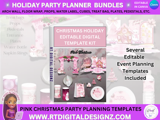 Holiday Planner Digital Templates - Pink Christmas