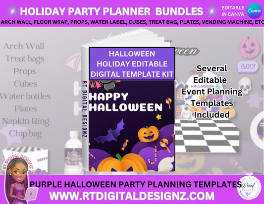Holiday Planner Digital Templates - Purple Halloween