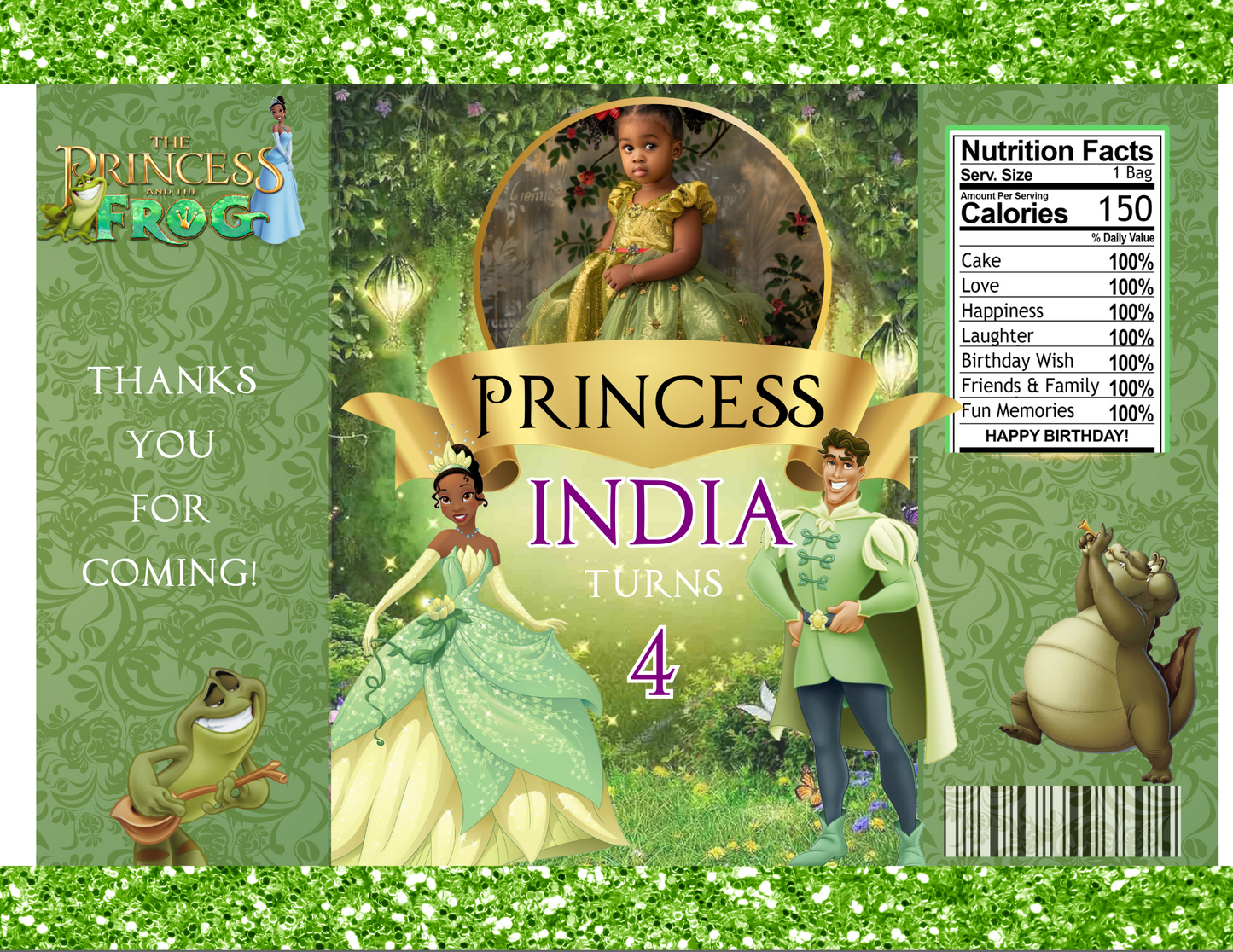 Chip Bag Template with Mock-Up (Princess & the Frog)