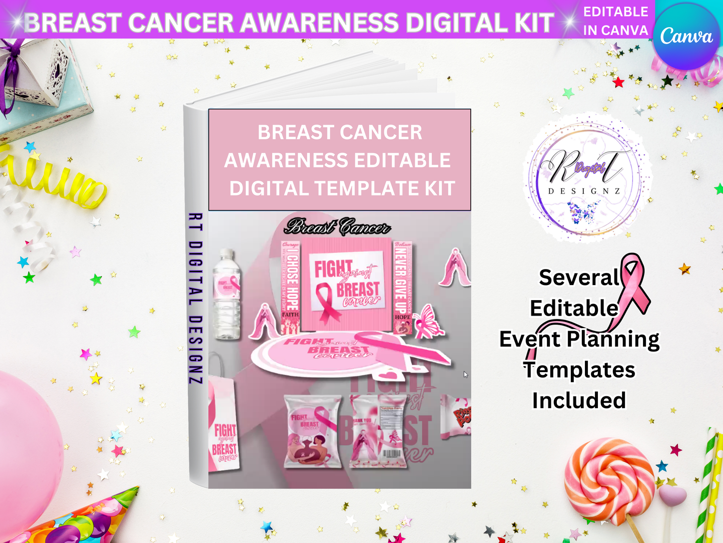 Holiday Planner Digital Bundle Templates - Breast Cancer