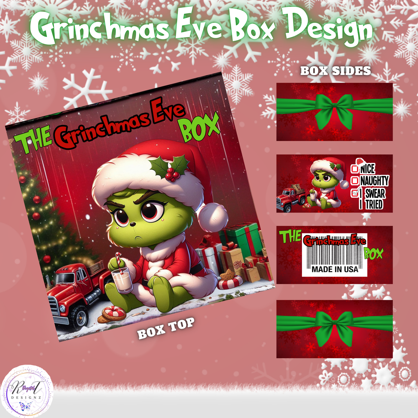 Christmas Eve Treat Box (Grinch Baby Boy in RED Santa Suit)
