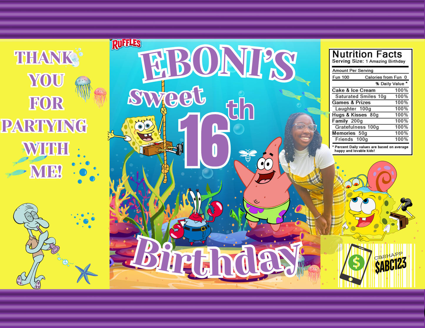 Chip Bag Template with Mock-Up (Sponge Bob)