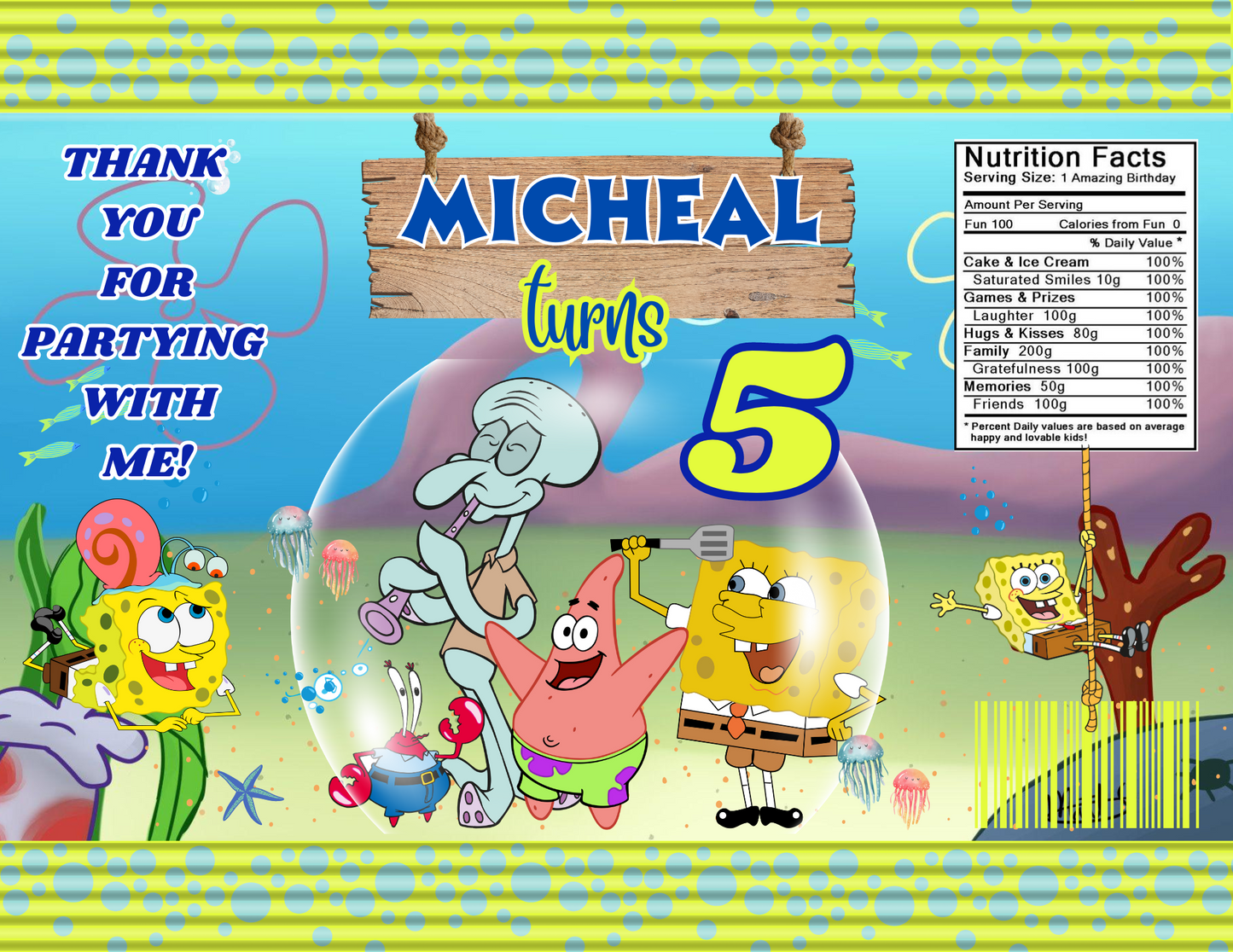 Chip Bag Template with Mock-Up (Sponge Bob)