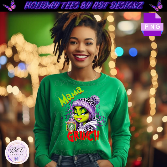 Christmas Mama Grinch TEE Design - (PNG)