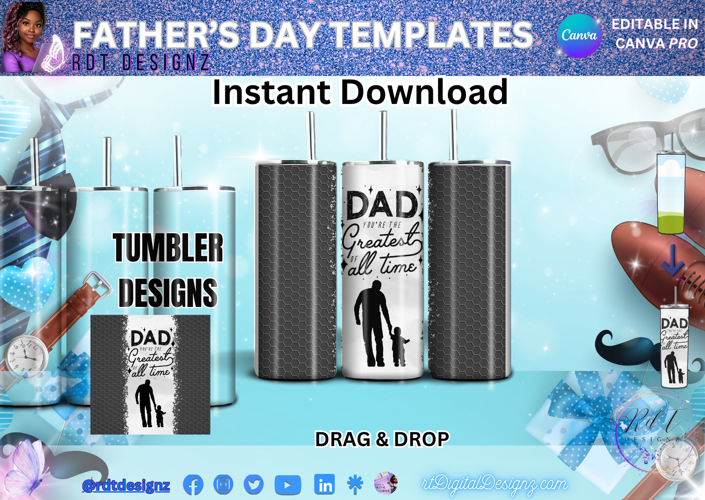 Father's Day Tumbler Design Template