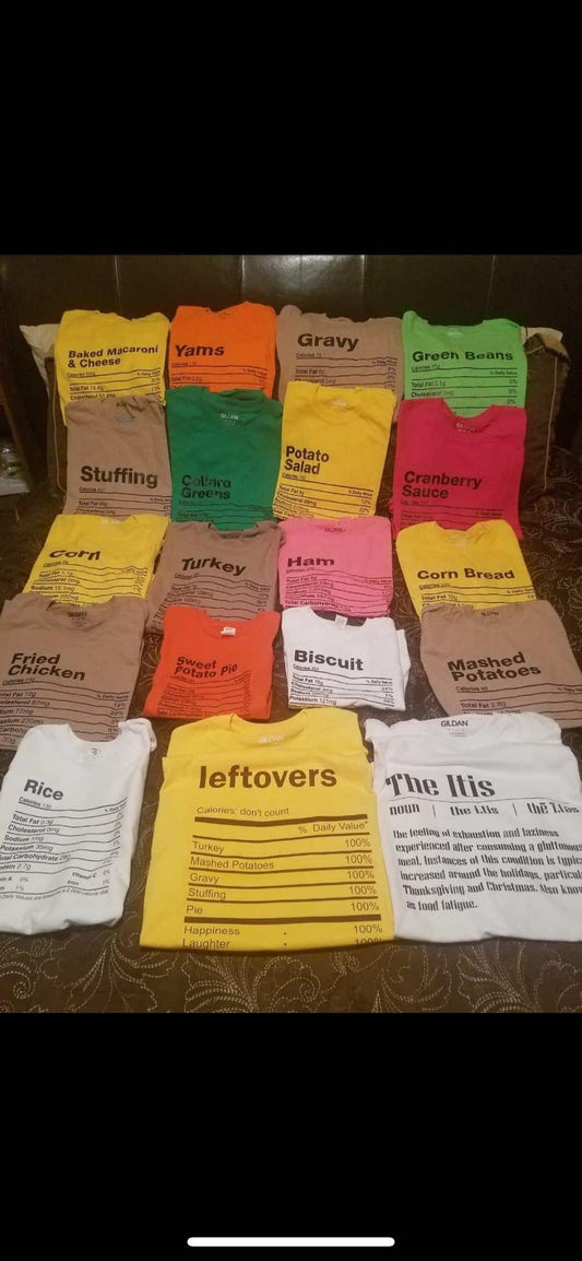Thanksgiving Holiday Food Label T-shirts (DIGITAL DESIGNS)