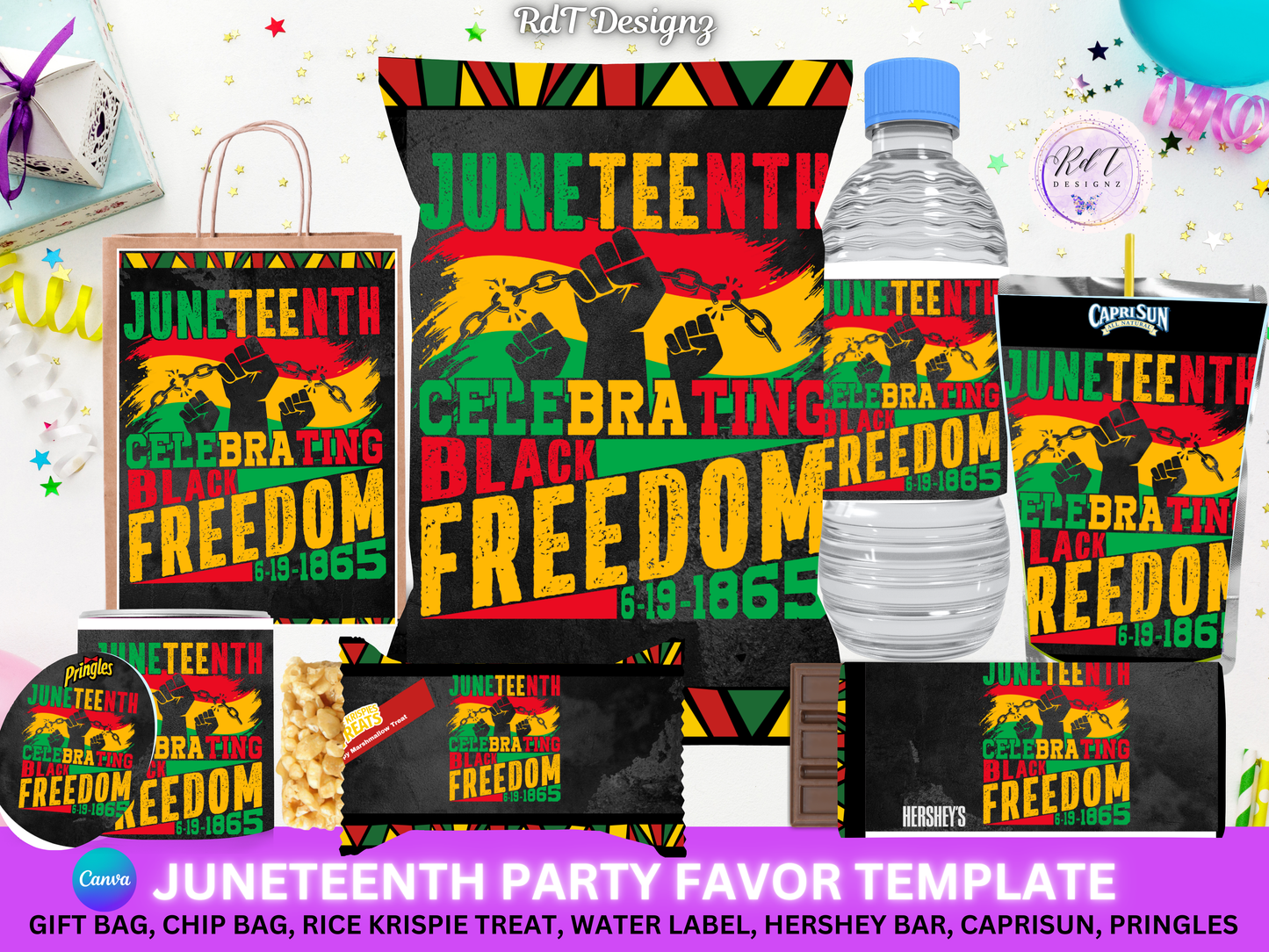 Party Favor Themed Templates -JUNETEENTH