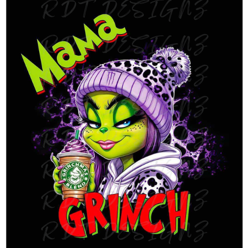 Christmas Mama Grinch TEE Design - (PNG)