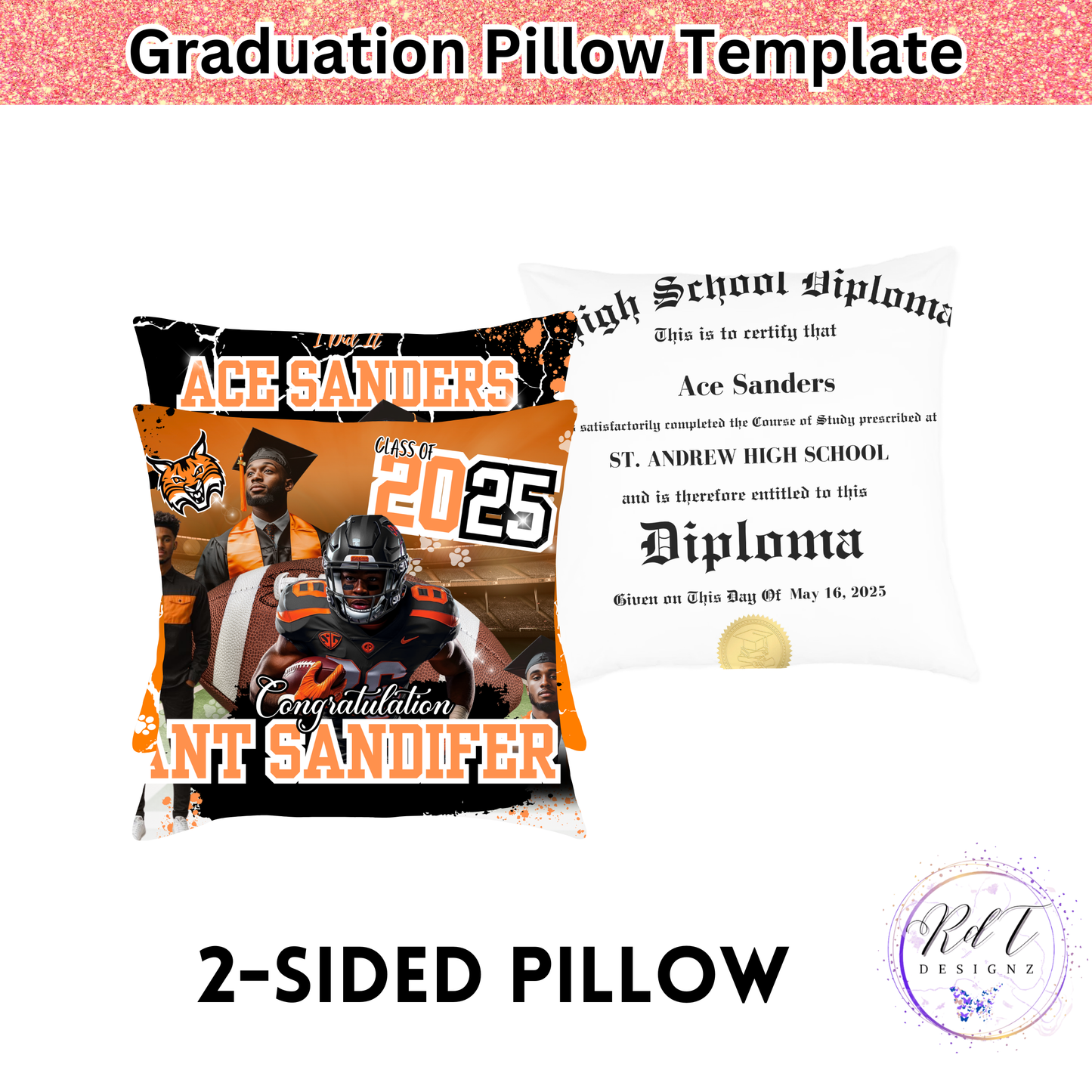 GRAD Pillow Template (4 Options)