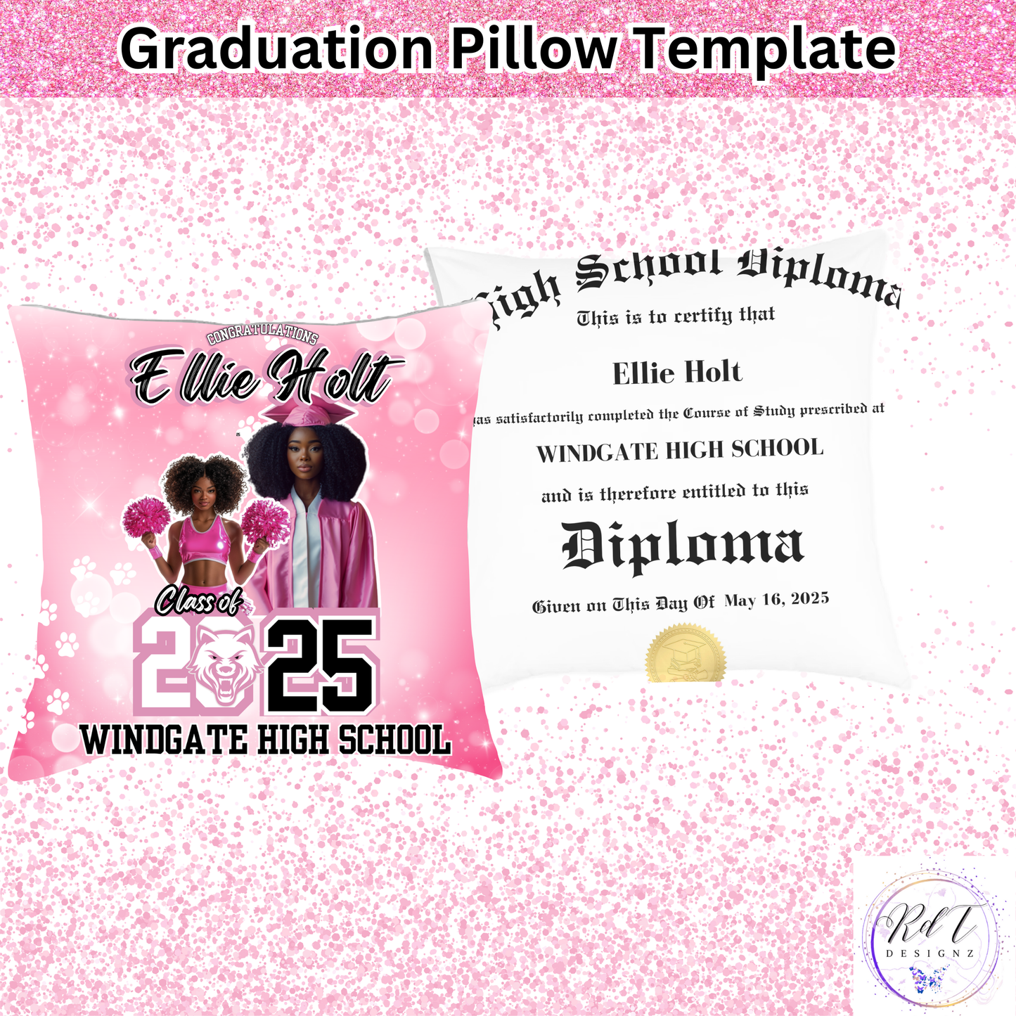 GRAD Pillow Template (4 Options)