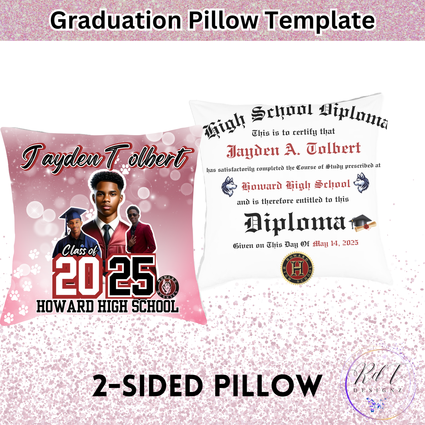 GRAD Pillow Template (4 Options)