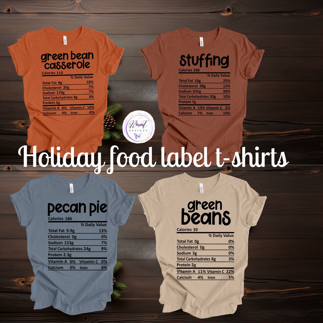 Thanksgiving Holiday Food Label T-shirts (DIGITAL DESIGNS)
