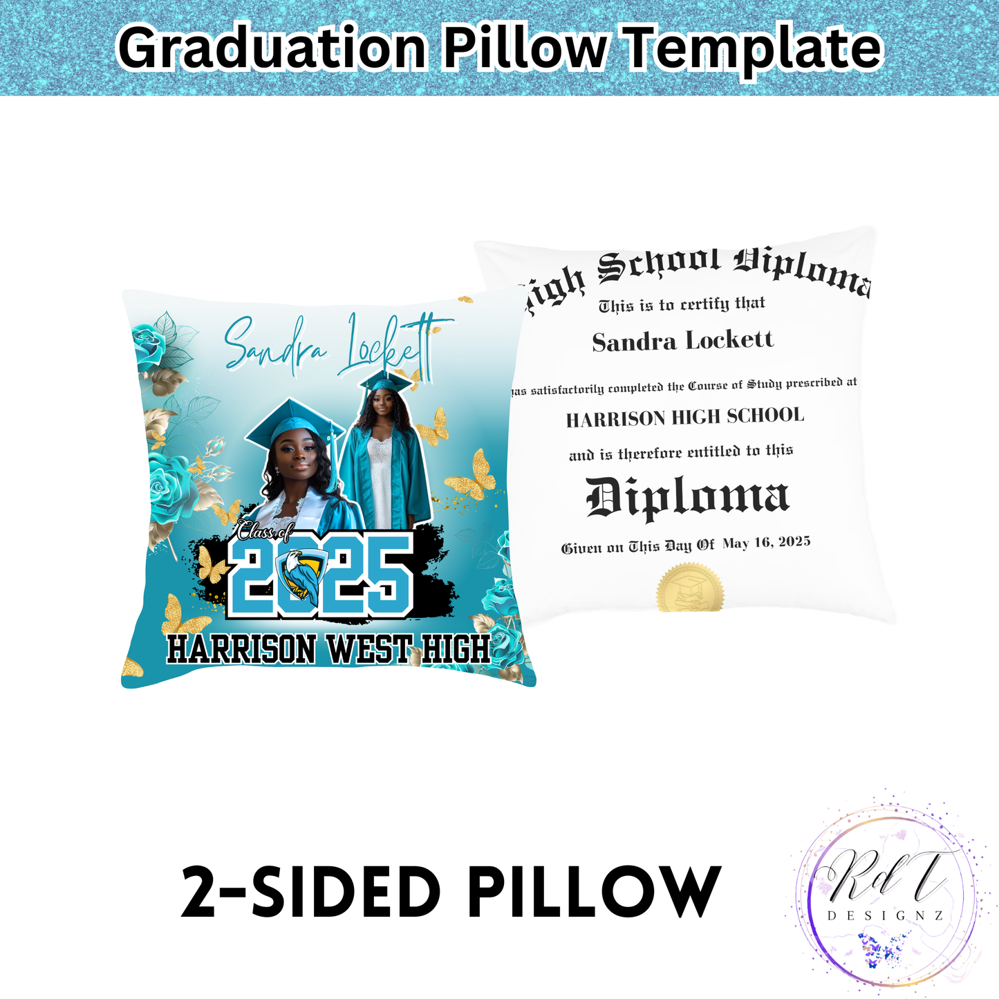 GRAD Pillow Template (4 Options)